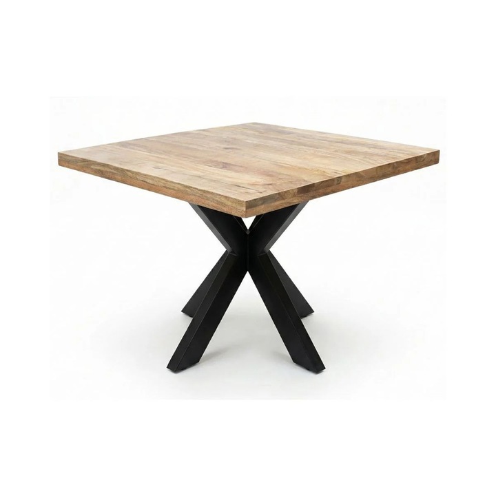 Masa de dining patrata din lemn de mango 100x100 cm Amani Star Haro