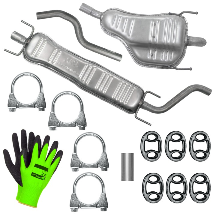 Set sistem de evacuare Polmostrow pentru Opel Zafira 2 B 1.6 1.8 2.2, elemente montaj incluse, rezistent la coroziune, 2005-2010