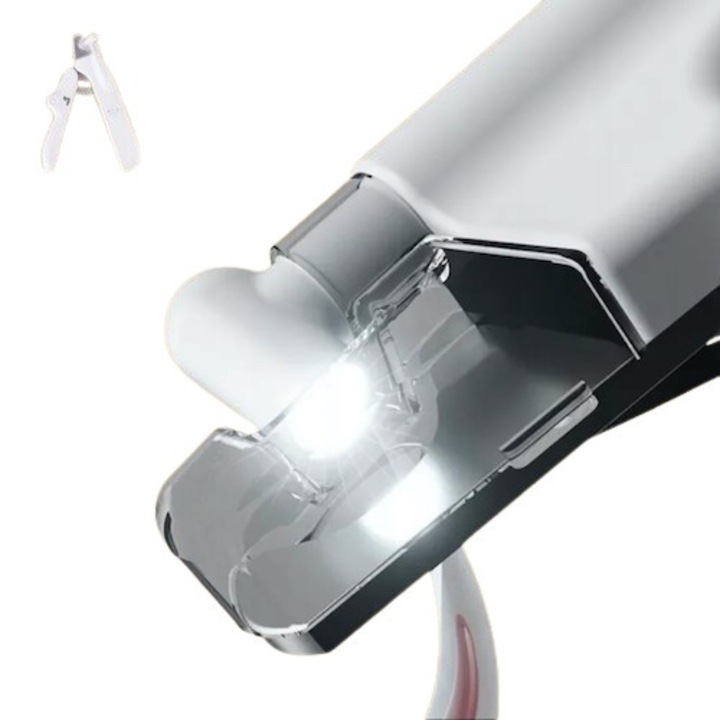 Unghiera electrică pentru animale de companie, maner ergonomic, lumină LED, inox, 14, 8x4, 8x2, 3cm, set cu 3x baterii LR44