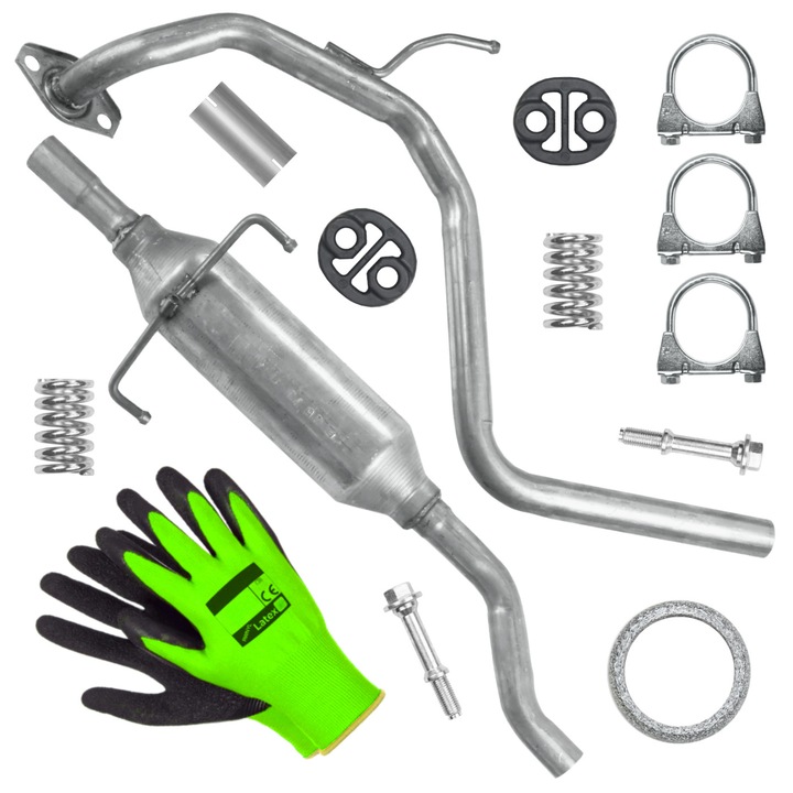 Középső kipufogódob, Polmostrow szerelőkészlet Toyota Yaris 2 II XP9 1.0 Hatchbackhez, szerelőelemekkel együtt, korrózióálló, 2005-2012