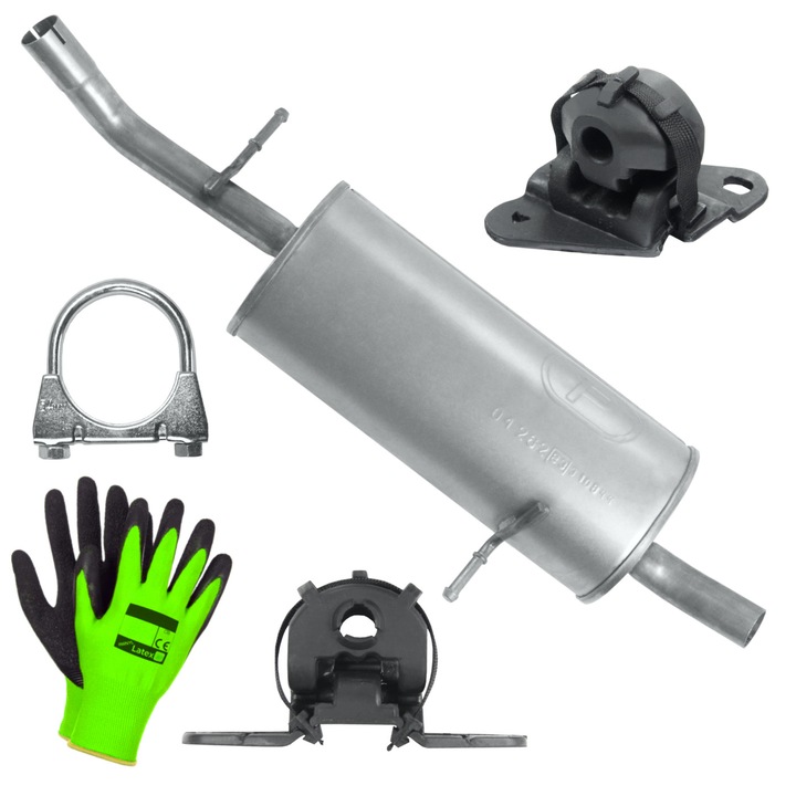 Polmostrow hátsó kipufogódob készlet szerelési elemekkel Citroen C2 1 I Hatchback 1.1 1.4, 2005-2010, korrózióálló