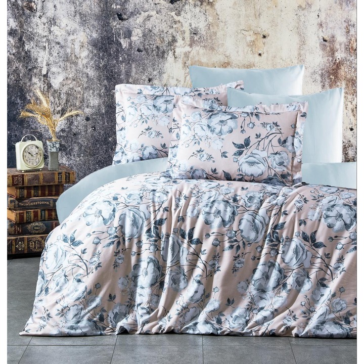 Set de lenjerie pentru pat dublu, cearceaf de pat 240x260cm, cearceaf de pilota 200x220cm, cu 4 fete de perna, Bamboo Satin, Spek Bej