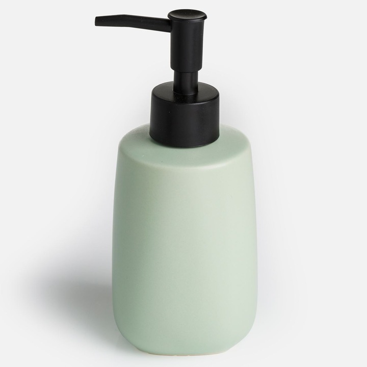 Kerámia adagoló, mentazöld, 320ml, négyzet alakú alap, fekete pumpa