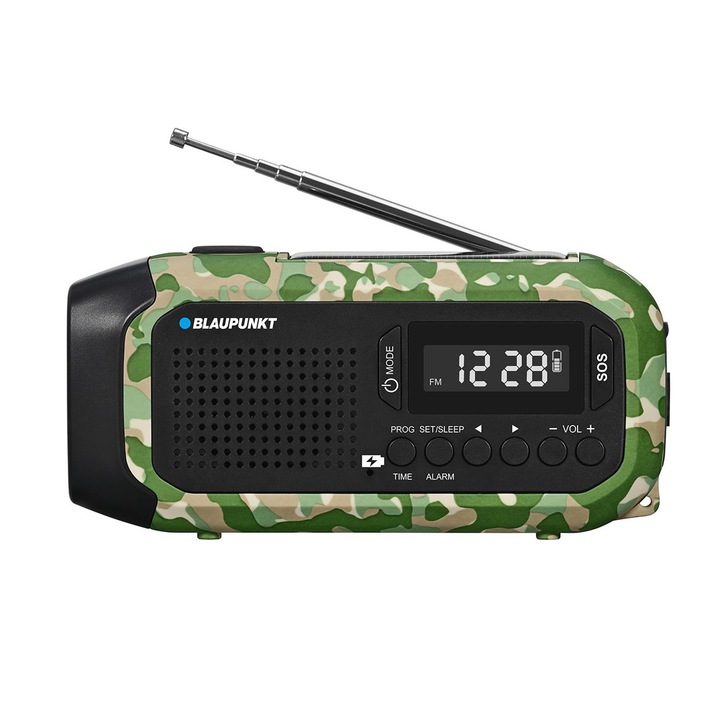 Radio FM de urgenta Blaupunkt, lanterna LED, lumina de citit, sistem triplu de incarcare, alarma SOS, ER20GC