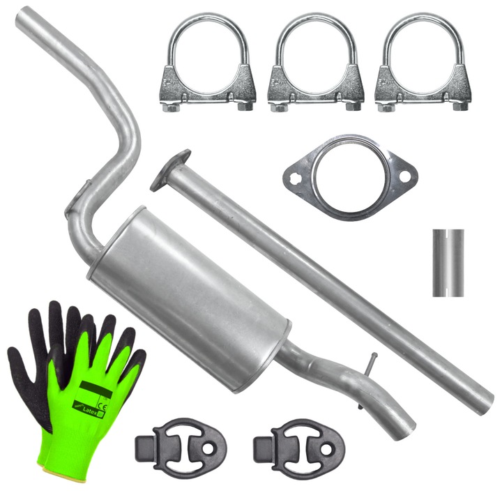 Set sistem de evacuare Polmostrow pentru Ford Focus C-Max 1 I MK1 1.6 1.8 Hatchback, elemente montaj incluse, culoare: metalic, dimensiuni: 1560x1753cm