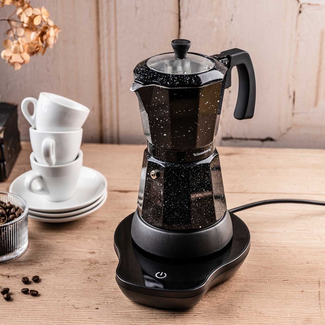 Kawiarka electrica moka Klausberg KB-7998, 6 cesti, 500W, neagra