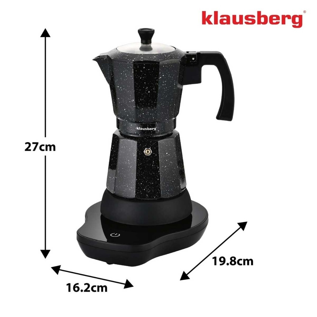 Kawiarka electrica moka Klausberg KB-7998, 6 cesti, 500W, neagra