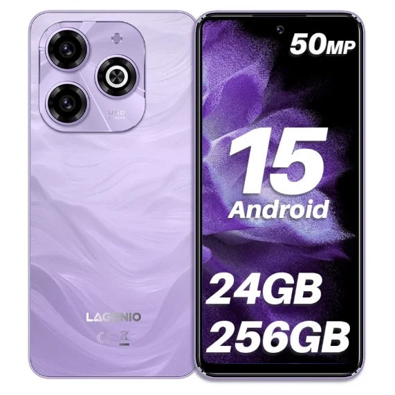 Telefon Mobil Lagenio A11 Pro, Mov, 6.7", 24GB RAM, 256GB ROM, 50MP, Android 15