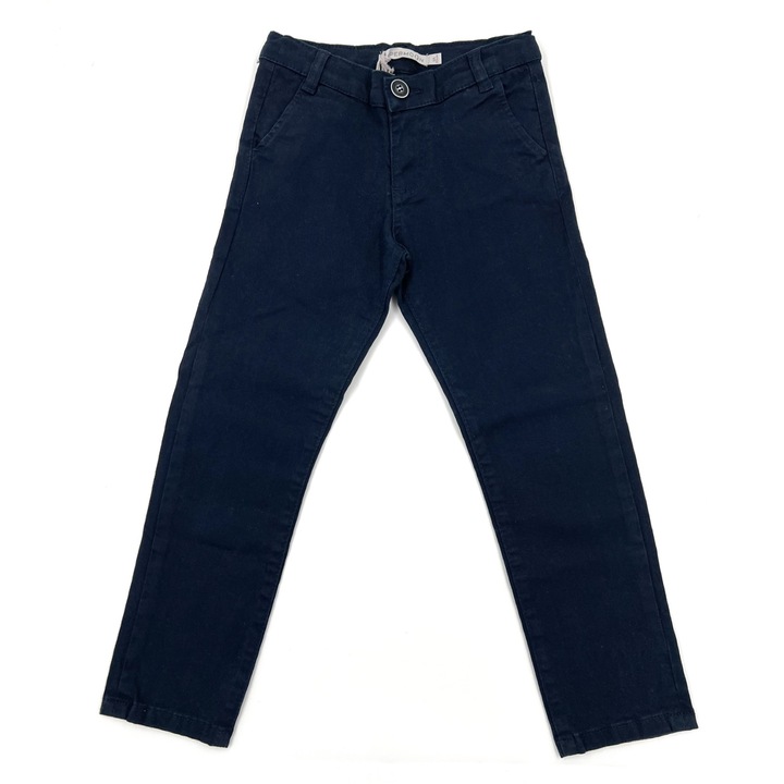 Pantaloni eleganti baieti 5 Ani, PAPERMOON, Bumbac, talie ajustabila elastic, Bleumarin, 122 cm