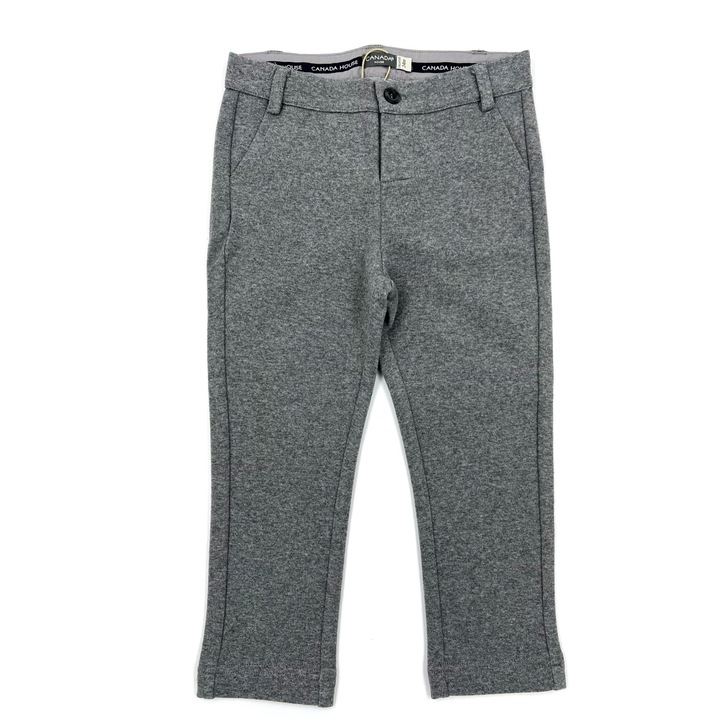 Pantaloni eleganti baieti 2 Ani, CANADA HOUSE, Confortabili Bumbac moale, talie ajustabila cu elastic, Gri, 92 cm