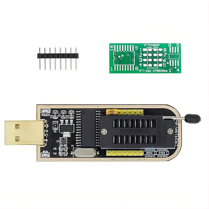 USB програматор CH341, SE, SOIC8/SOP8, автоматична функция, пълен комплект