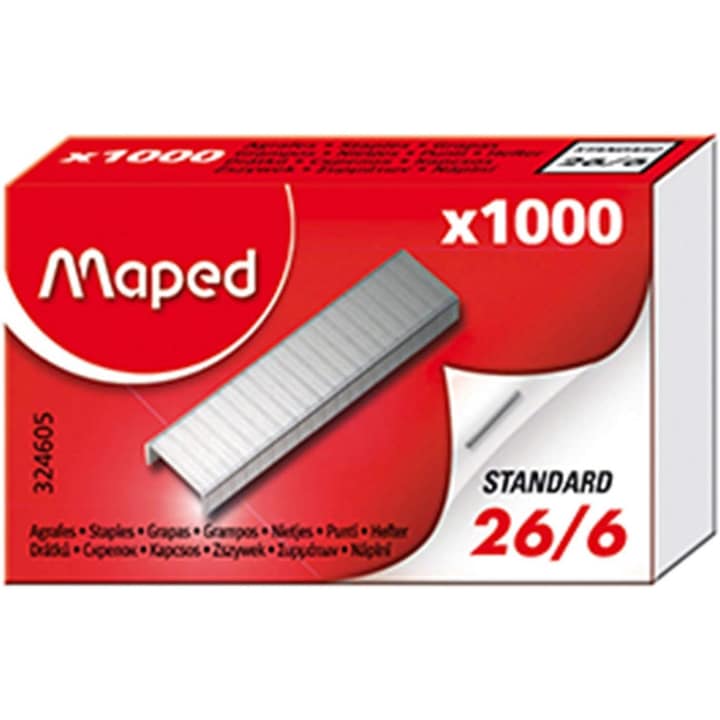 Capse Maped 26/6 mm, set 1000 buc, galvanizate, pentru birou