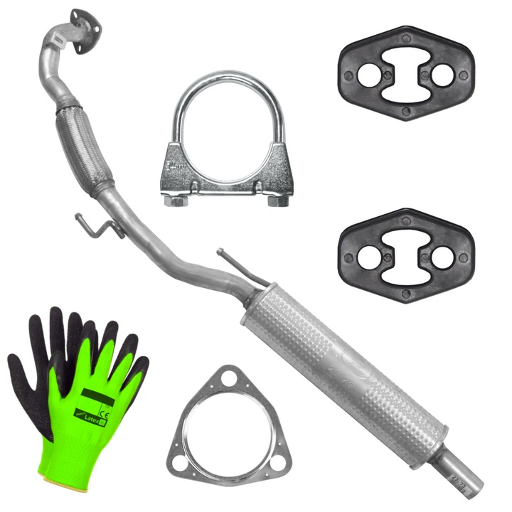 Toba de evacuare fata set complet Polmostrow, Volkswagen Polo 5 V 6R, 1.2, elemente montaj incluse, 2009-2017