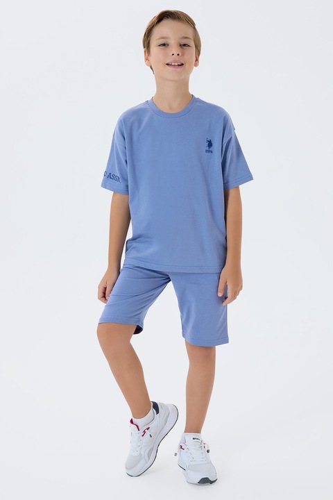 U.S. Polo Assn., Trening scurt din bumbac cu buzunare, Albastru deschis