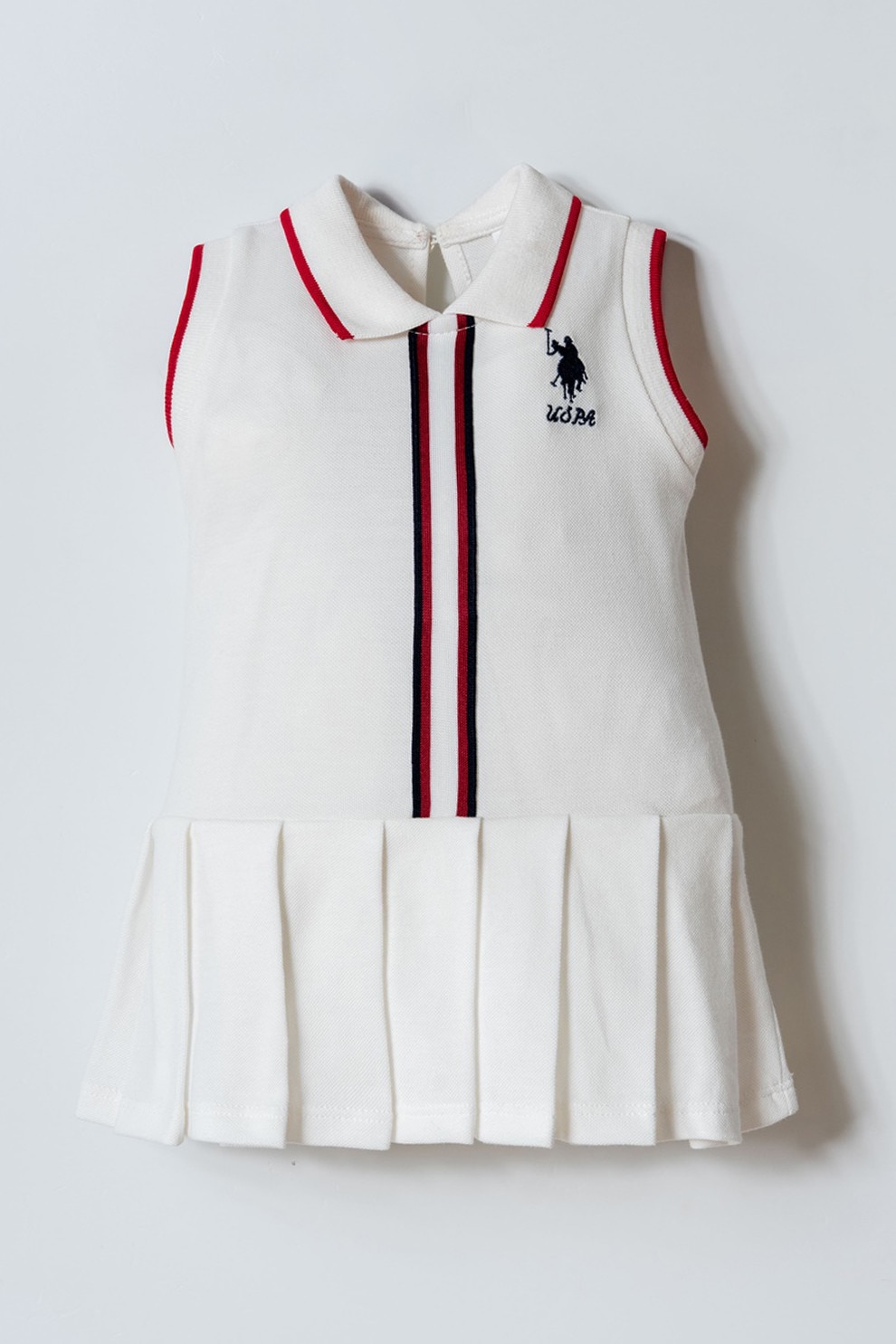 U.S. Polo Assn., Rochie scurta din bumbac cu logo, Rosu, Alb, Albastru ultramarin, 86-92 CM