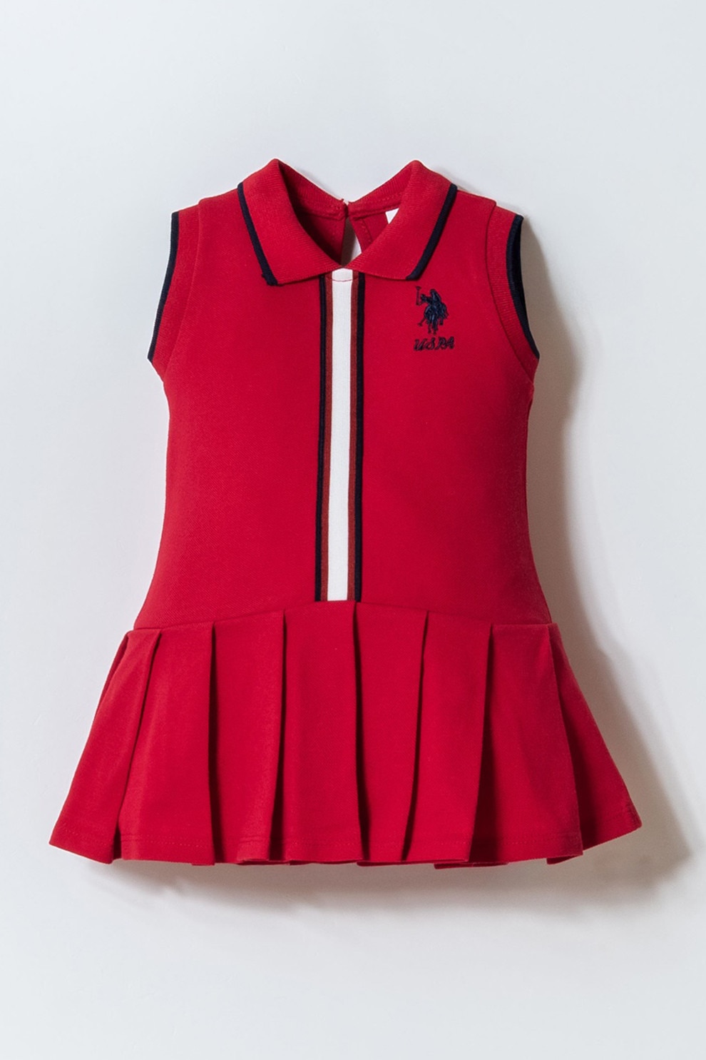 U.S. Polo Assn., Rochie scurta cu logo, Rosu, Albastru ultramarin, 98 CM