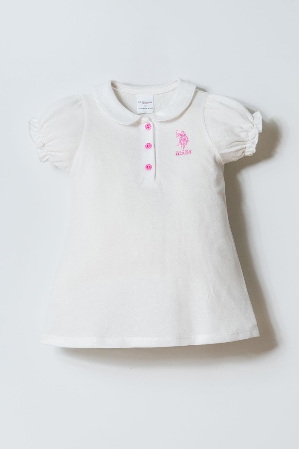 U.S. Polo Assn., Rochie din material pique cu logo, Alb, 80-86 CM