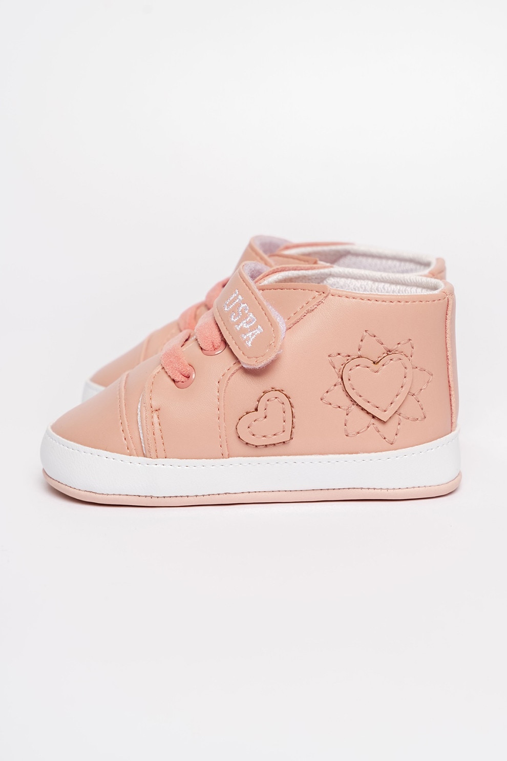U.S. Polo Assn., Pantofi sport mid-high cu inchidere velcro, Roz somon, 19 EU
