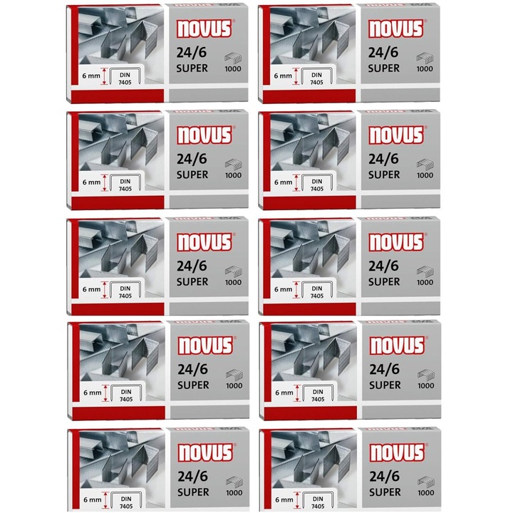 Set 10.000 capse standard Novus 24/6 Super, calitate superioară, prindere fermă