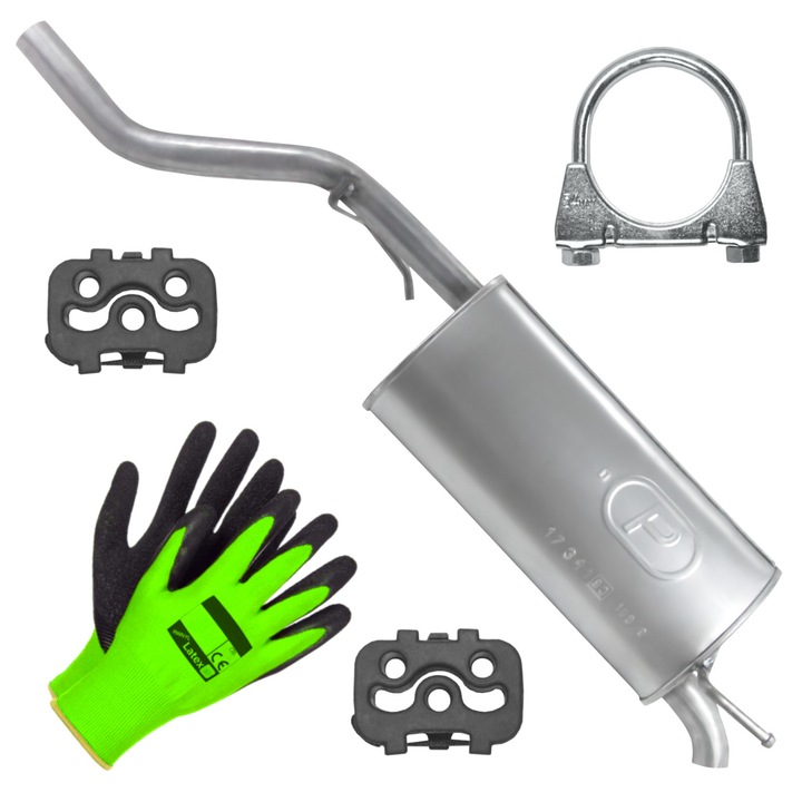 Polmostrow kipufogódob, komplett készlet, Opel Corsa 4 IV D, 1.0, 2006-2014, rögzítőelemekkel, rögzítésvédelemmel