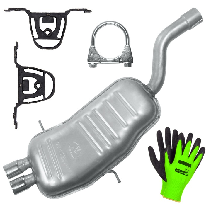 Talmic Polmostrow hátsó kipufogódob készlet rögzítőelemekkel BMW 3-as E46 2.0, 2.5, 2.8 Sedan, Kombi, Touring, Coupe modellekhez, korrózióálló, standard méretek.