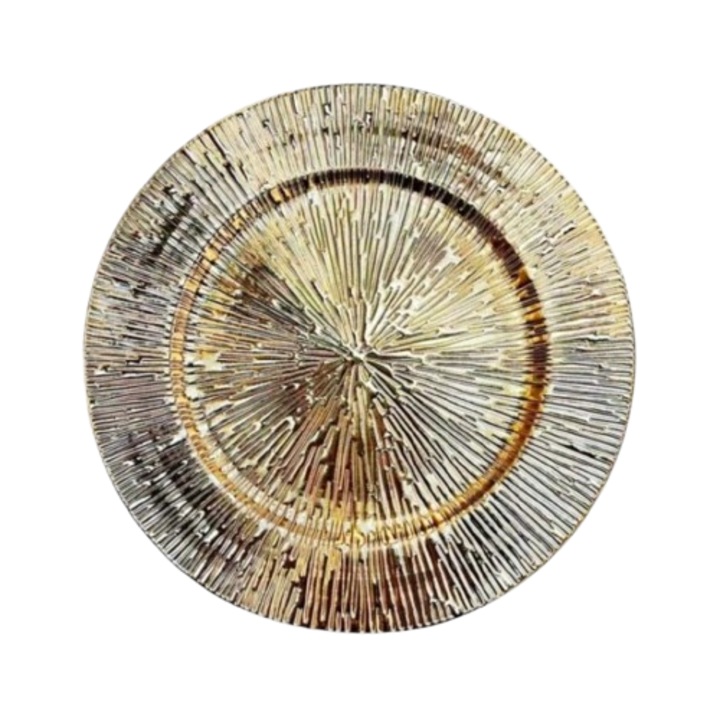 Farfurie suport, decor nunta, platou servire evenimente, plastic, 33 cm, Auriu, Clini 3x-0640