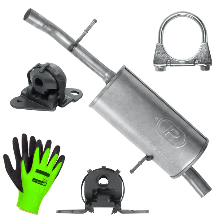 Polmostrow kipufogócső, teljes készlet, Citroen C2 1 I Hatchback 1.4/1.6-hoz, rögzítőelemekkel, korrózióálló, 2003-2010