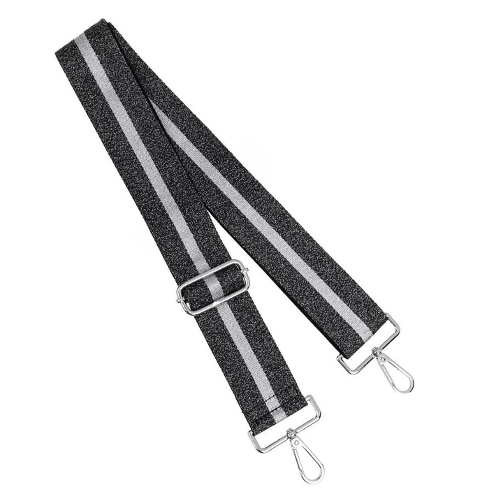 Curea Neagra cu Fir Argintiu pentru Geanta 5cm