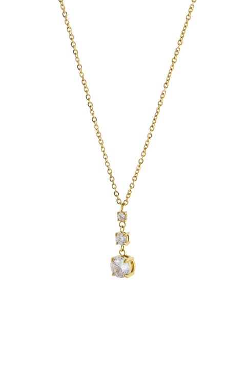 Loisir by Oxette, Colier placat cu aur de 18K si decorat cu zirconia, Auriu