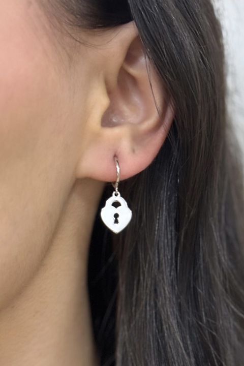 Loisir by Oxette, Lakat dizájnú szív alakú ezüst fülbevaló, Ezüstszín