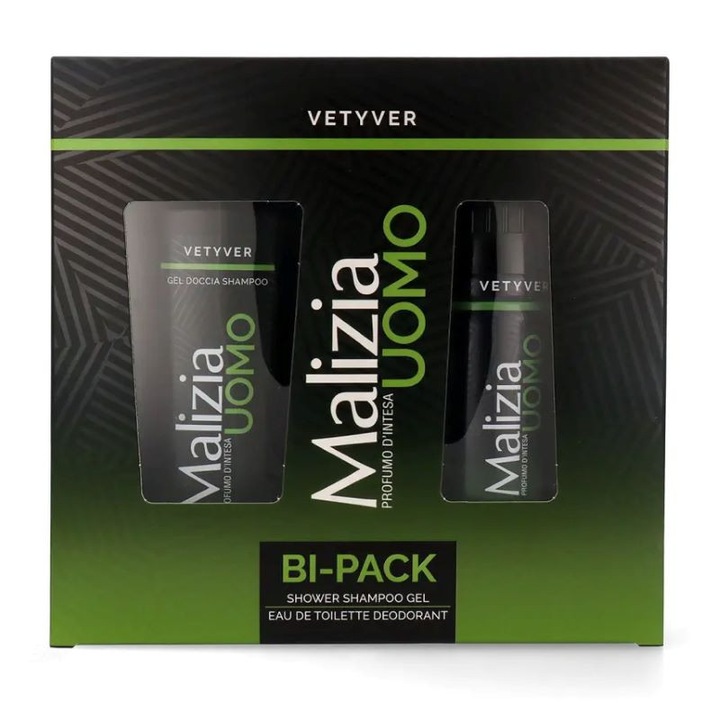 Malizia Uomo Vetyver ajándék szett: Dezodor spray 150ml + Tusfürdő 250ml