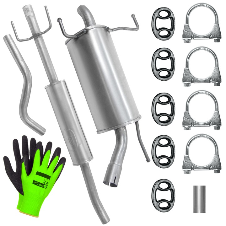 Set sistem de evacuare Polmostrow pentru Opel Corsa 3 III C 1.2/1.4 Hatchback, elemente montaj incluse, rezistenta la coroziune, dimensiuni standard.