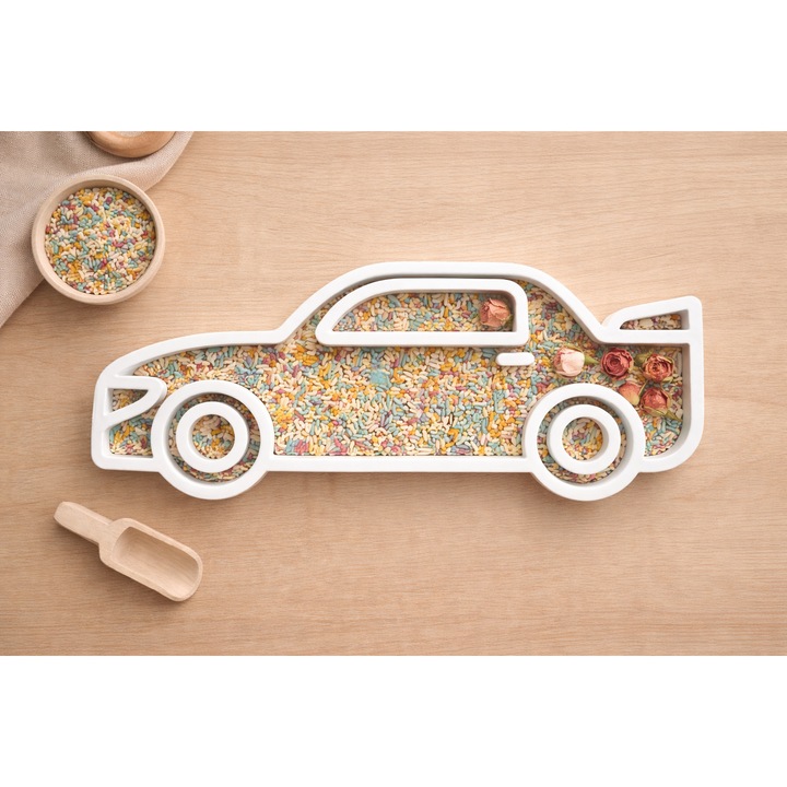 Tavita masina pentru joaca senzoriala, 22x9.3x1cm, PLA, Montessori, 3 ani