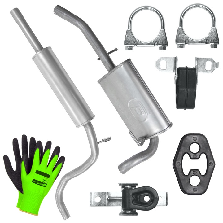 Set sistem de evacuare Polmostrow pentru Seat Arosa 1 I 1.0/1.4 Hatchback, elemente montaj incluse, rezistenta la coroziune, dimensiuni standard.