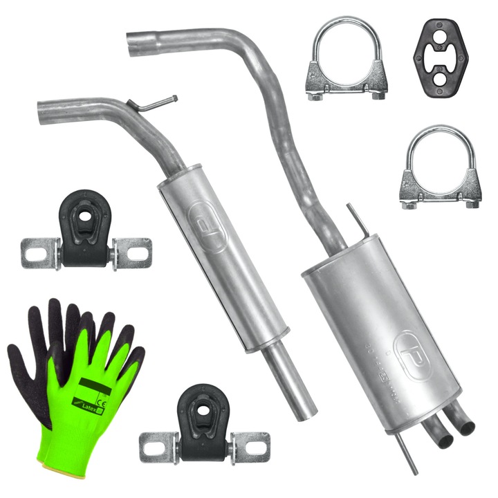 Set sistem de evacuare Polmostrow pentru Volkswagen Polo 3 III 6N, 1.4 TDI, 1.7 SDI, 1.9 SDI, elemente montaj incluse, rezistent la coroziune