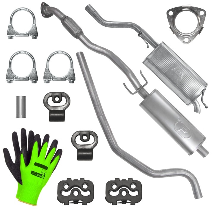 Set sistem de evacuare Polmostrow pentru Opel Corsa 4 IV D 1.4 Hatchback 2010-2014, elemente montaj incluse, rezistenta la coroziune, dimensiuni 1398x64KW
