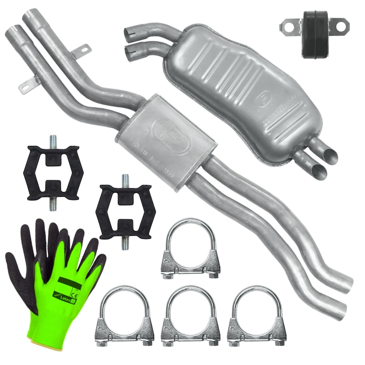 Set sistem de evacuare Polmostrow pentru BMW 3er E46 2.9 D / 3.0 D, elemente montaj incluse, rezistent la coroziune, 1999-2005