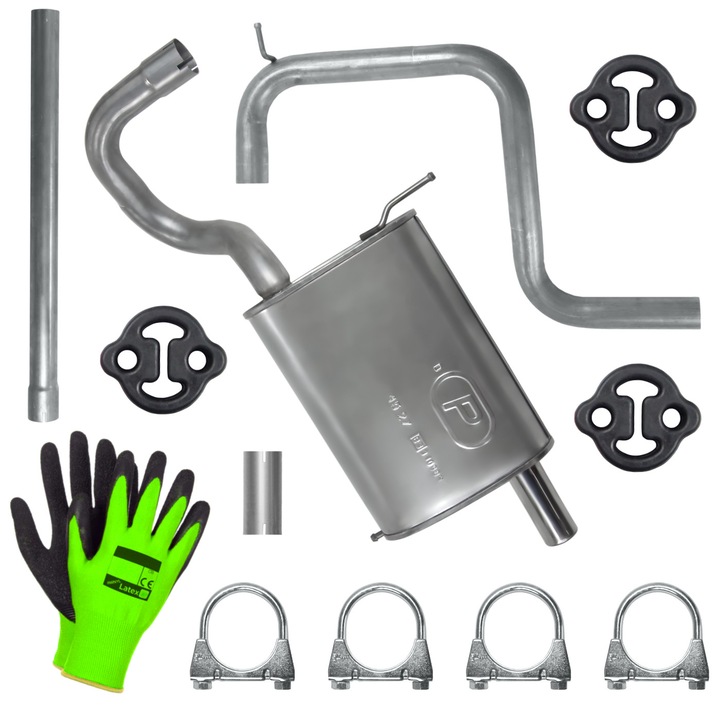 Set sistem de evacuare Polmostrow pentru Chrysler PT Cruiser 1 I Van 2.0, elemente montaj incluse, rezistent la coroziune, 1996-2004