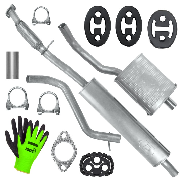 Set sistem de evacuare Polmostrow pentru Fiat 500 1 I Hatchback 1.4, elemente montaj incluse, rezistent la coroziune, dimensiuni 1368ccm, 74KW