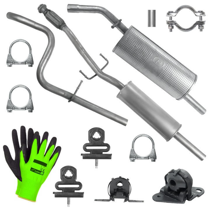 Set sistem de evacuare Polmostrow pentru Citroen DS3 1.4/1.6 Hatchback Cabrio, elemente montaj incluse, rezistent la coroziune, 2010-2015