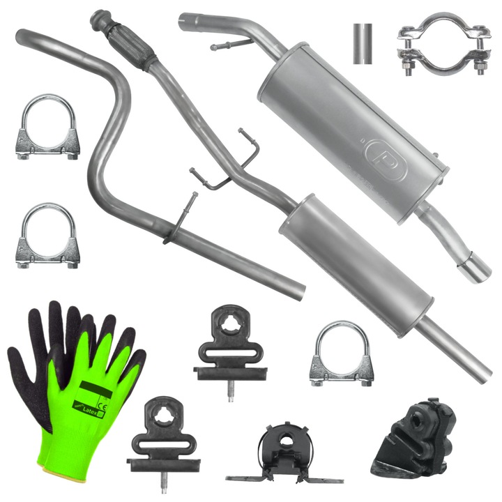 Set sistem de evacuare Polmostrow pentru Peugeot 207 1.4/1.6 Hatchback Cabrio, elemente montaj incluse, rezistenta la coroziune, 2007-2013