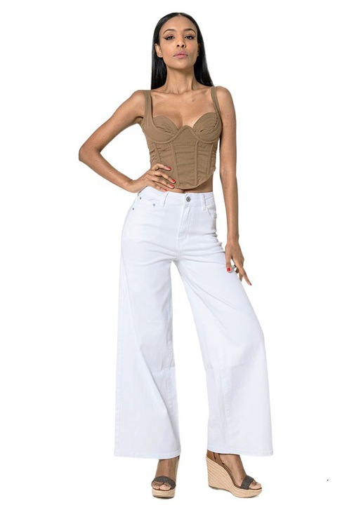 Női farmer wide leg Nina Carter Fehér B-YY300-1 M10 12109, Fehér