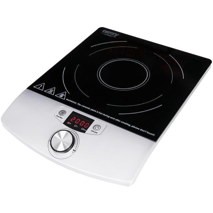 Plita Cecotec single cu inductie Full Magma Single, 2000W, design din sticla emailata, 10 niveluri de putere, control tactil, temperatura reglabila, protectie la supraincalzire