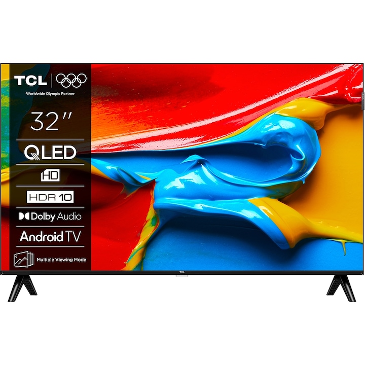 Televizor QLED Smart TCL 32S49K, HD, HDR, 80 cm, Clasa F, Negru