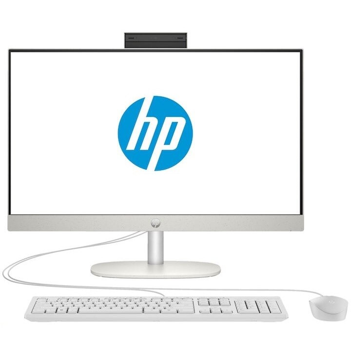 Sistem All-in-One HP ProOne 240 G10 cu procesor Intel Core N300, 23.8", Full HD, IPS, 8GB RAM, 256GB SSD, Windows 11 Pro, White