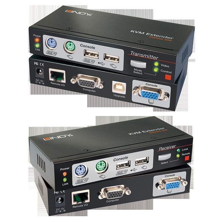 Lindy 39378 KVM hosszabbító Combo PS/2, USB, VGA, 300m