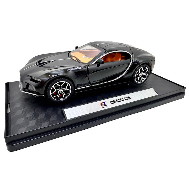 Bugatti Atlantic fekete modell 1:32 hanggal és fénnyel, nyitható ajtókkal és motorháztetőkkel