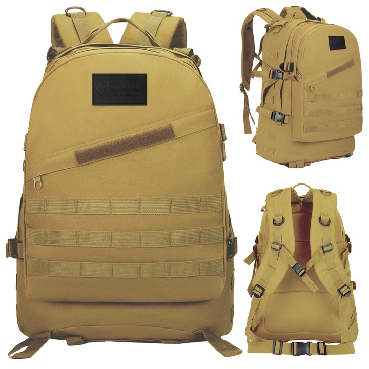 Rucsac Militar Tactic EVI SPORT WARPACK, Multifunctional, Sistem Compresie si MOLLE, 20-40L, Rezistent la Uzura, Bej