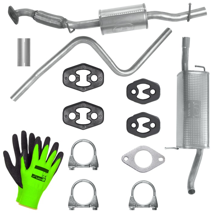 Set sistem de evacuare Polmostrow pentru Ford Fusion 1 I MK1 1.6 Hatchback, elemente montaj incluse, rezistent la coroziune, 2002-2012