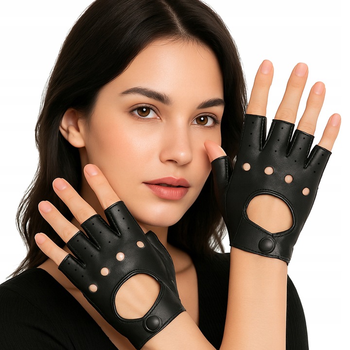 Manusi Dama Fara Degete Din Piele Naturala Negre